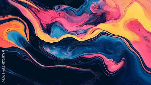 Vibrant abstract swirl of colors resembling a cosmic landscape at dusk