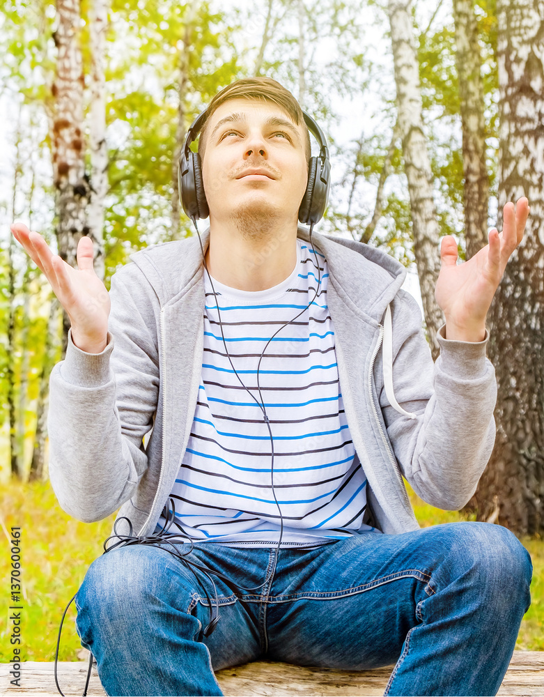 Happy Man in the Forest