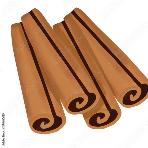 A cozy icon of three cinnamon sticks, rolled neatly with warm brown tones and smooth texture, evoking a sweet and earthy spice vibe.