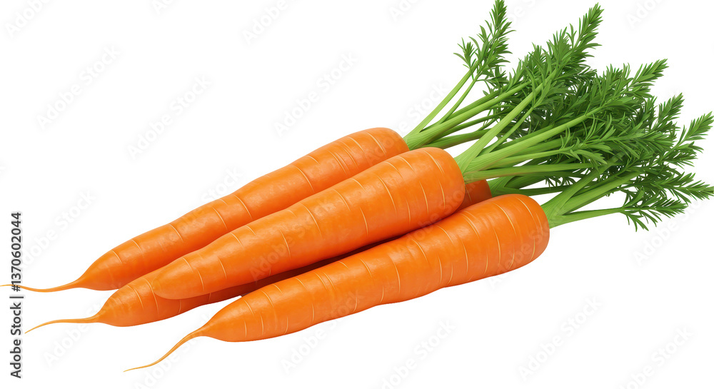 Isolated Carrots with Green Stems Isolated Carrots with Green Stems