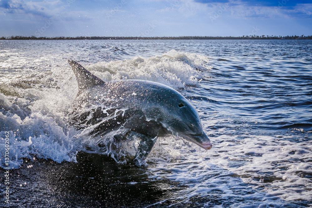 Fototapeta premium verspielte springende Delfine im Golf of Mexico USA Florida