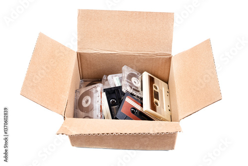 Obraz na płótnie Audio Tape Cassettes in the Box w salonie