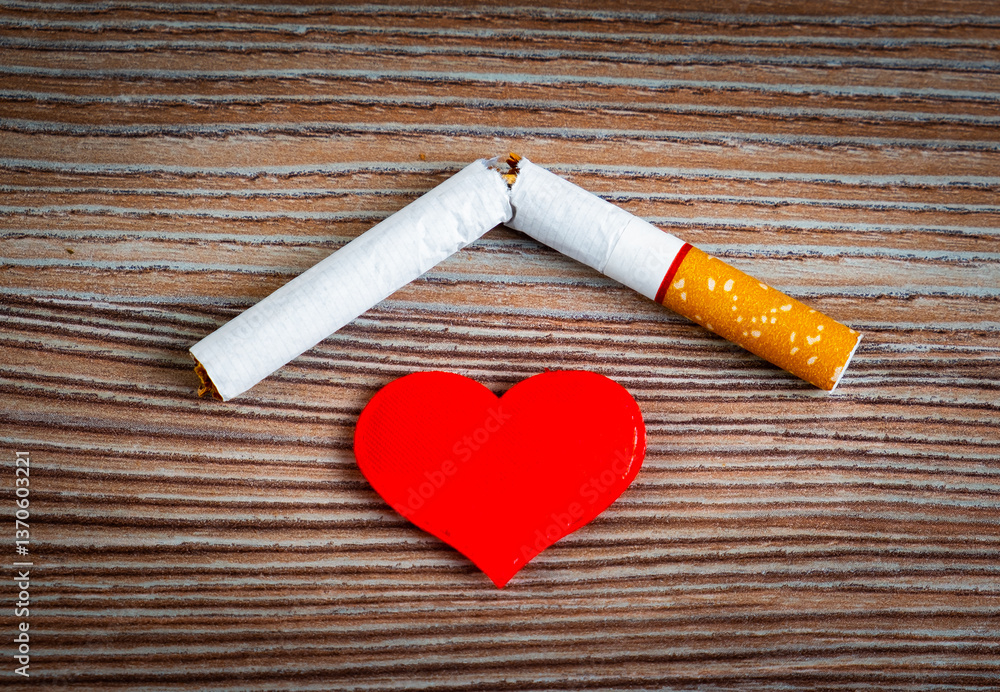 Broken Cigarette and Red Heart