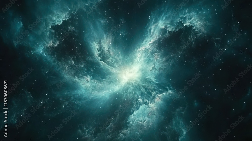 Fototapeta premium A captivating nebula with swirling clouds and a brilliant burst of starlight.