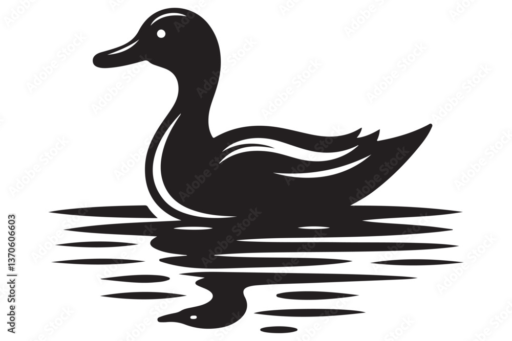 Simple Duck Floating on Water Vector Silhouette Illustration Simple Duck Floating on Water Vector Silhouette Illustration