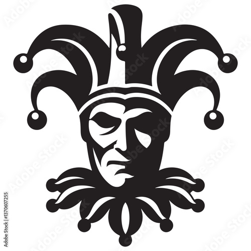 Jester Vector Art Silhouette Illustration Masked Fool Character Design