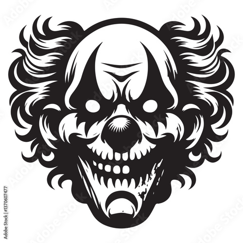 Terrifying Clown Silhouette Vector Horror Illustration and Artwork Design
