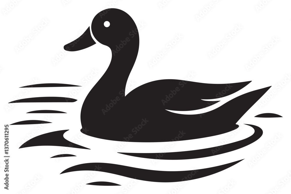 Duck swimming in the lake silhouette vector illustration design template Duck swimming in the lake silhouette vector illustration design template