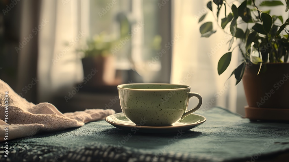 A freshly brewed green tea in a ceramic cup A freshly brewed green tea in a ceramic cup