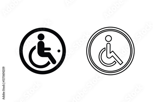 Accessibility Symbols Wheelchair User Icons, Filled and Outline Design