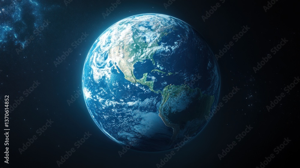 Spectacular view of planet Earth from space against a backdrop of stars