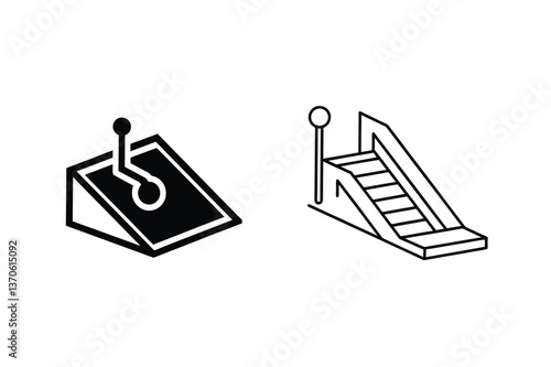 Ramp Designs Inclined Plane, Stairs, Slide, Accessibility, Elevation, Up, Down, Simple, Icons, Vector