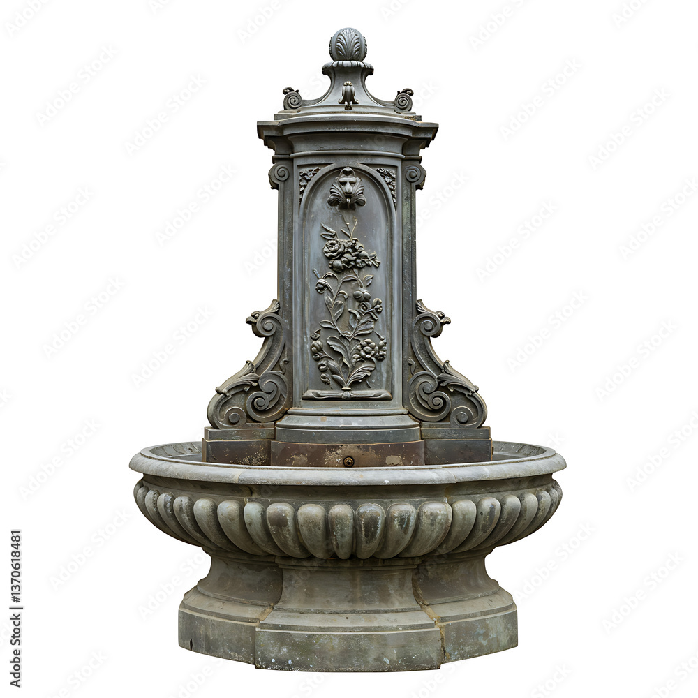 Obraz premium Antique Cast Iron Garden Fountain Ornate Floral Design, Architectural Detail