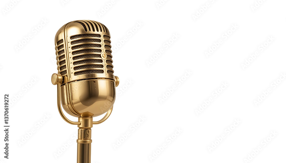 Fototapeta premium Golden Retro Microphone png