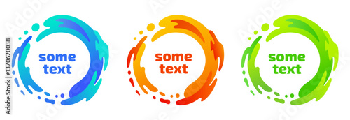 Round abstract vector banners. Dynamic paint, liquid shape. Modern design element. Vector frame.