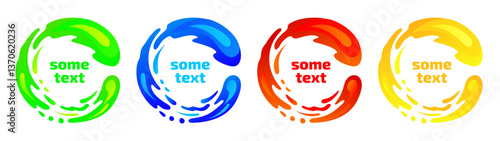 Round abstract vector banners. Dynamic paint, liquid shape. Modern design element. Vector frame.