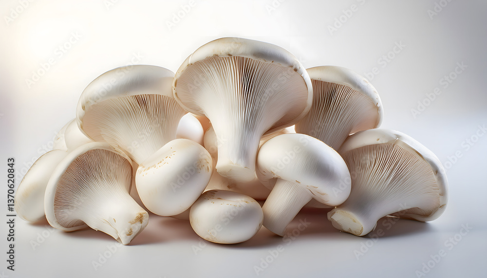Fototapeta premium resh White Button Mushrooms on White Background