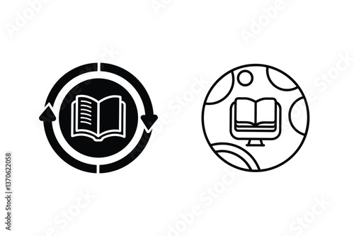 Global Online Book Sharing Circular Knowledge Transfer Icons