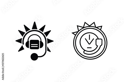 Audio Support, Technical Assistance, Customer Service Icons, Headset, Help, Sound, Time, Urgent, Sol