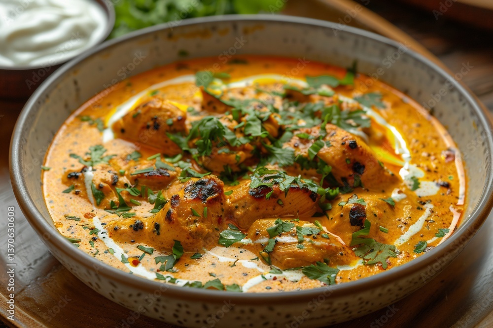 Dahi Chicken plated in creamy yogurt gravy Dahi Chicken plated in creamy yogurt gravy