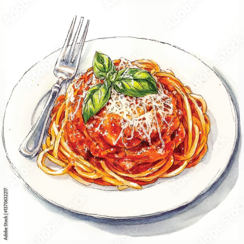 watercolor copic marker concept sketch of Bolognese