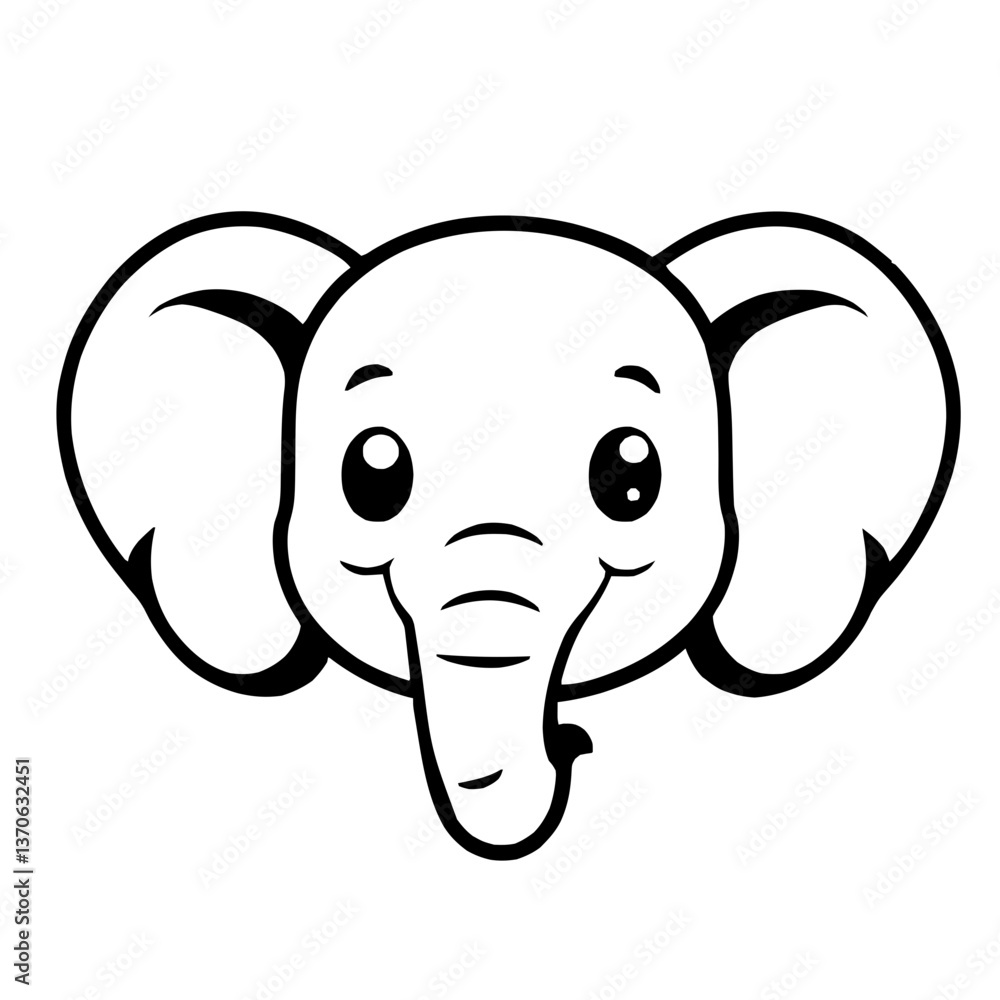 Fototapeta premium Cute Minimalist Elephant Face