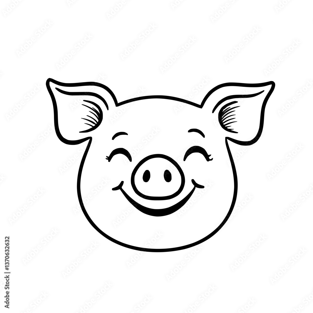 Minimalist Pig Face Illustration Minimalist Pig Face Illustration