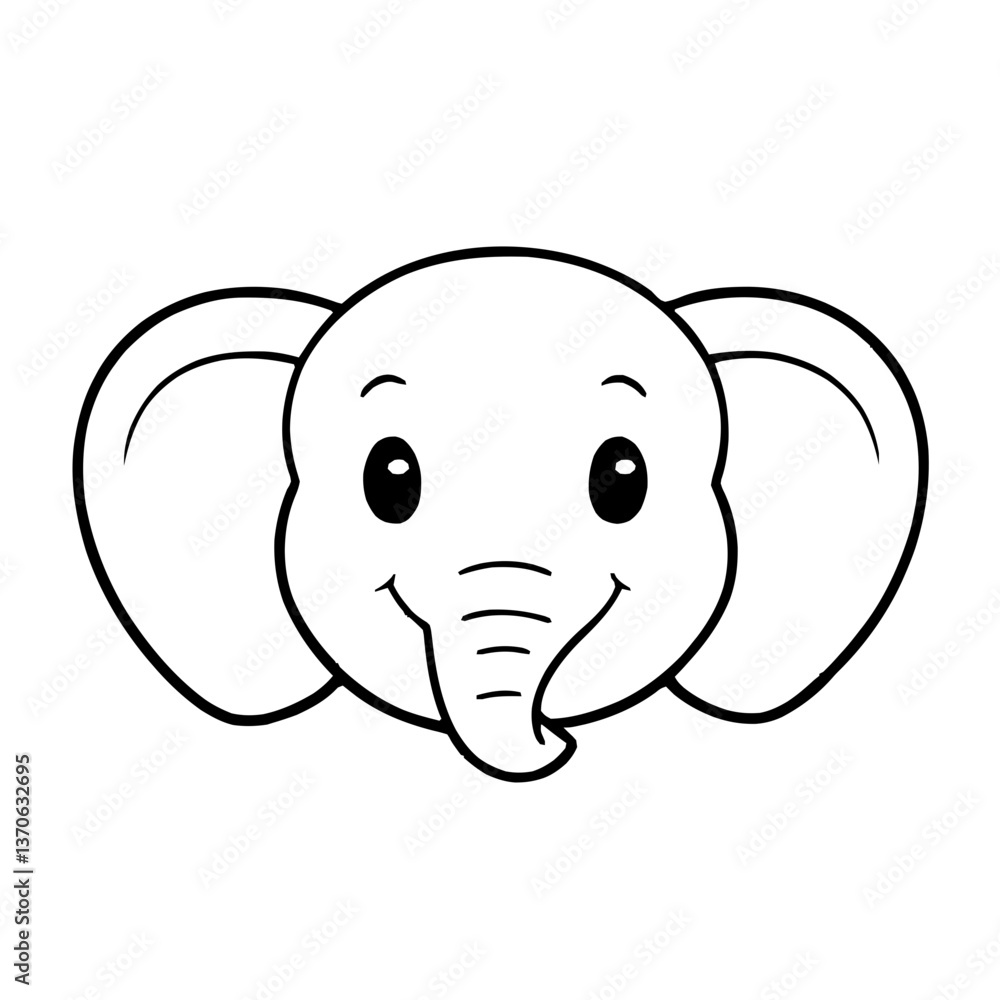 Cute Minimalist Elephant Face Illustration Cute Minimalist Elephant Face Illustration