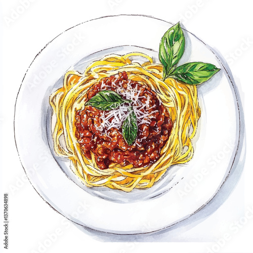 watercolor copic marker concept sketch of Bolognese
