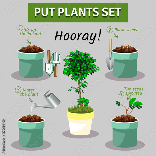 Instructions for planting and growing healthy plants with pots  
