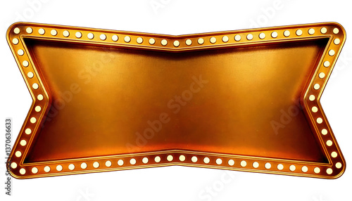 A gold sign with a diamond shape and a lot of lights. It looks like a sign for a show or a party