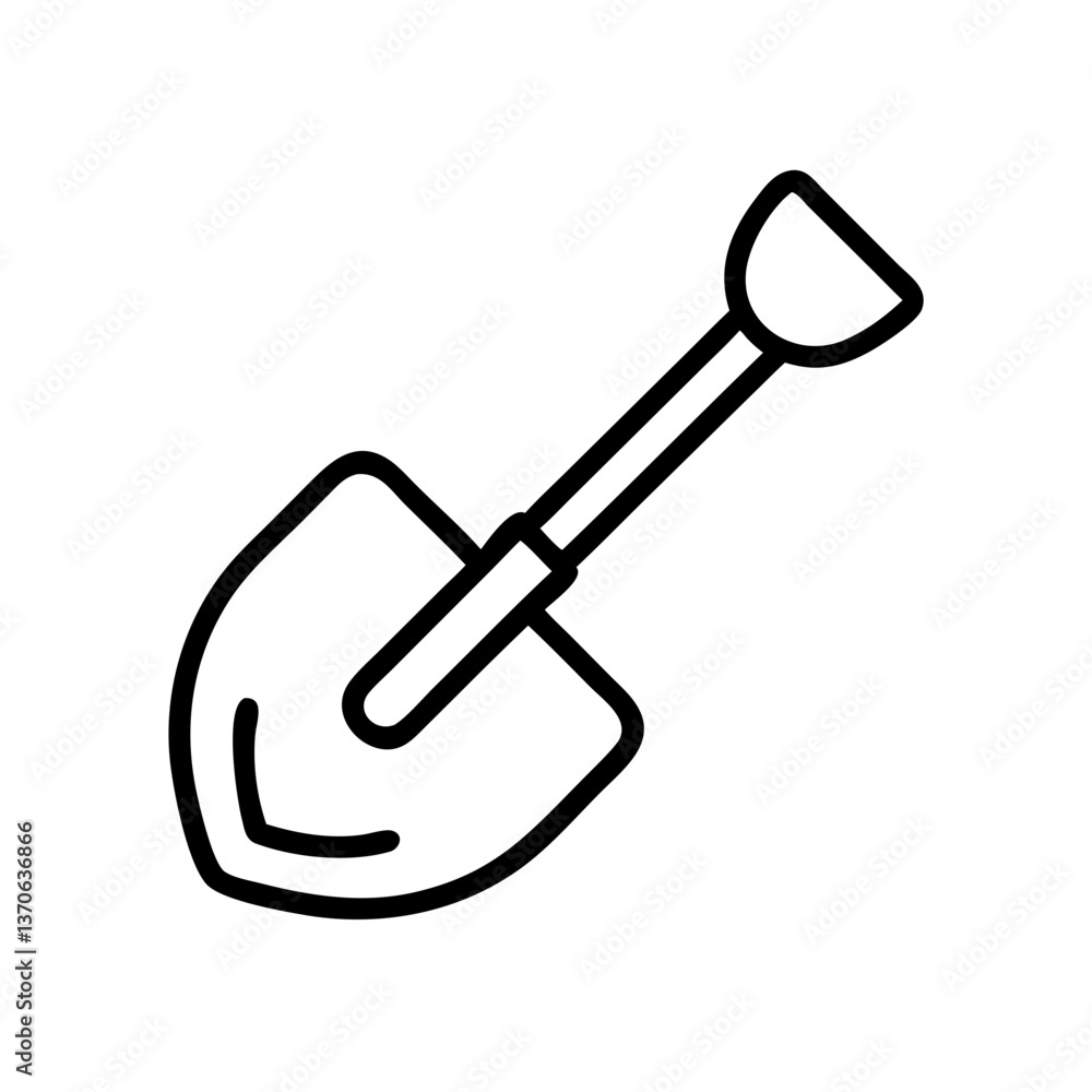 Garden spade illustration in simple line art for digging and landscaping tasks Garden spade illustration in simple line art for digging and landscaping tasks
