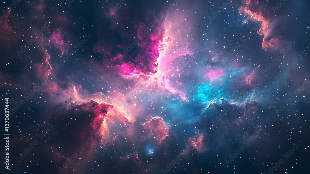 Obraz premium Cosmic Symphony, An Abstract Depiction of a Vibrant Nebula Formation