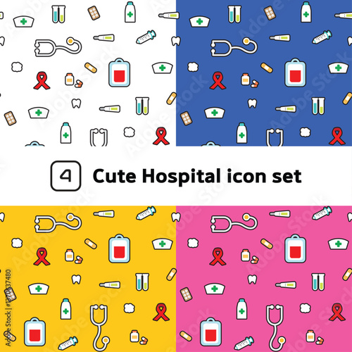 Cute Pattern set  medical icon