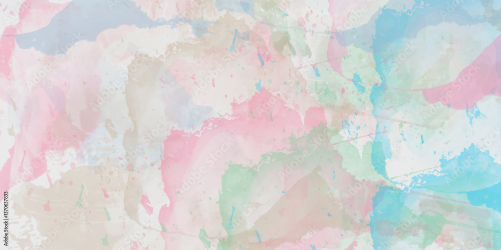 Obraz premium Azure Dirty Backdrop. Khaki Wash Element. White. Watercolor background. 3D illustration, 3D rendering. Colorful gradient ink colors wet effect hand drawn canvas background .> 