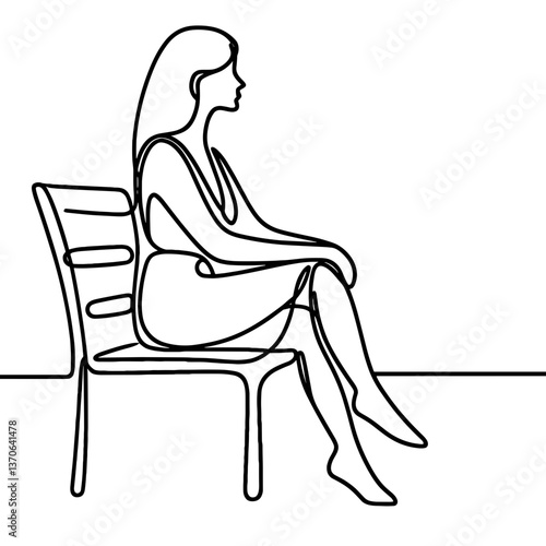 Woman sitting on chair in line drawing