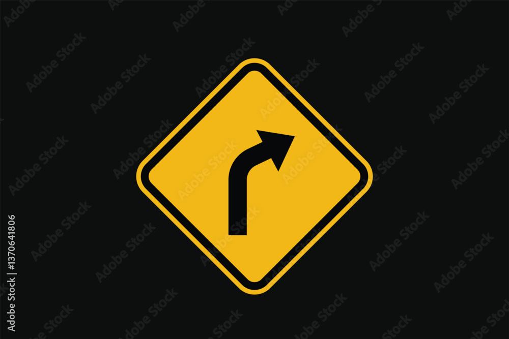 Sign There is a Bend in the Road to the Right Sign There is a Bend in the Road to the Right