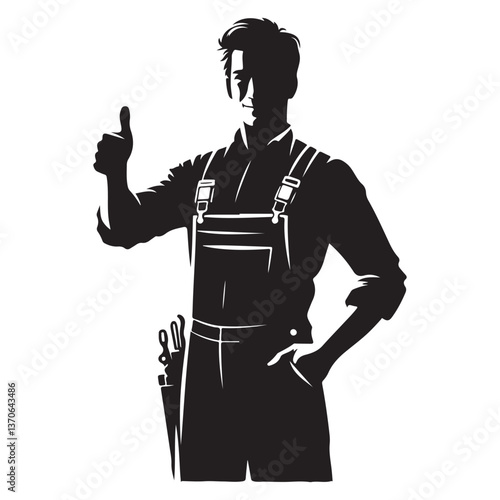 Reliable Repairman Silhouette Vector Illustration for Service Industry Designs
