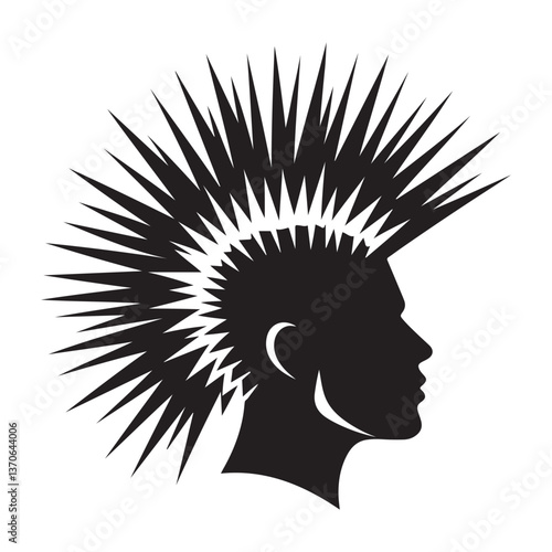Vector Punk Hairstyle Illustration Bold Silhouette with Spikes Style