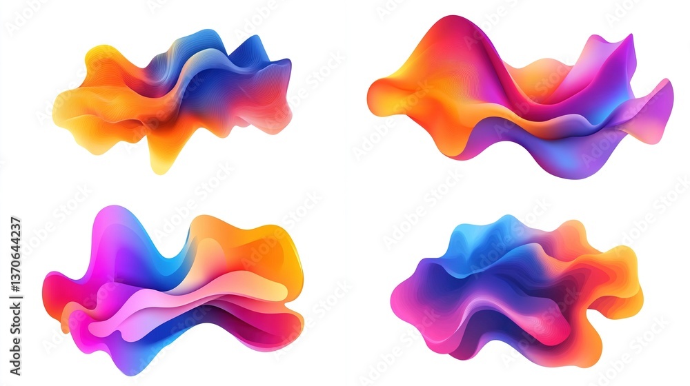 Abstract colorful fluid shapes, vibrant wave design elements. Abstract colorful fluid shapes, vibrant wave design elements.