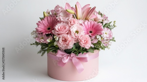 Wallpaper Mural Delicate pink floral arrangement in a round box Torontodigital.ca