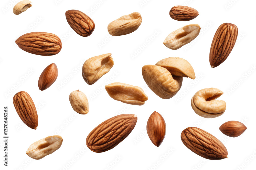 Isolated Flying Nuts on transparent background Isolated Flying Nuts on transparent background