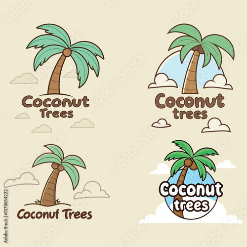 Cute Cartoon Coconut Trees in a Variety of Styles
