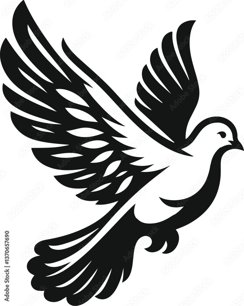 Fototapeta premium Vector silhouette of a dove