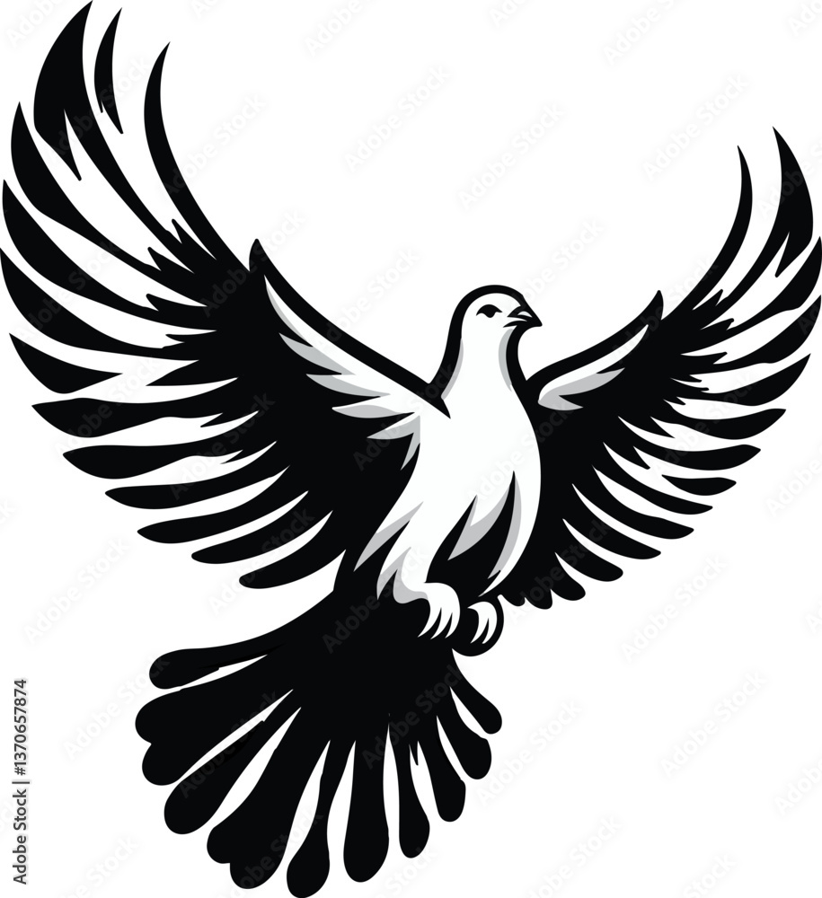 Fototapeta premium Vector silhouette of a dove