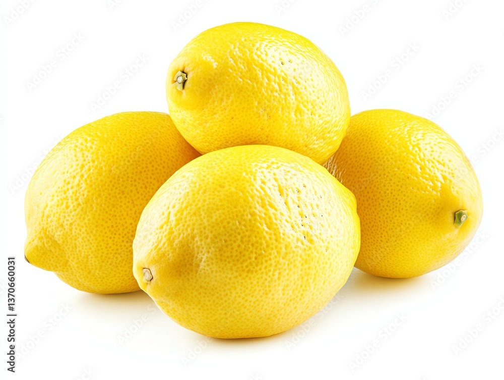 Fresh Yellow Lemons Stacked Together on White Background Still Life Fresh Yellow Lemons Stacked Together on White Background Still Life