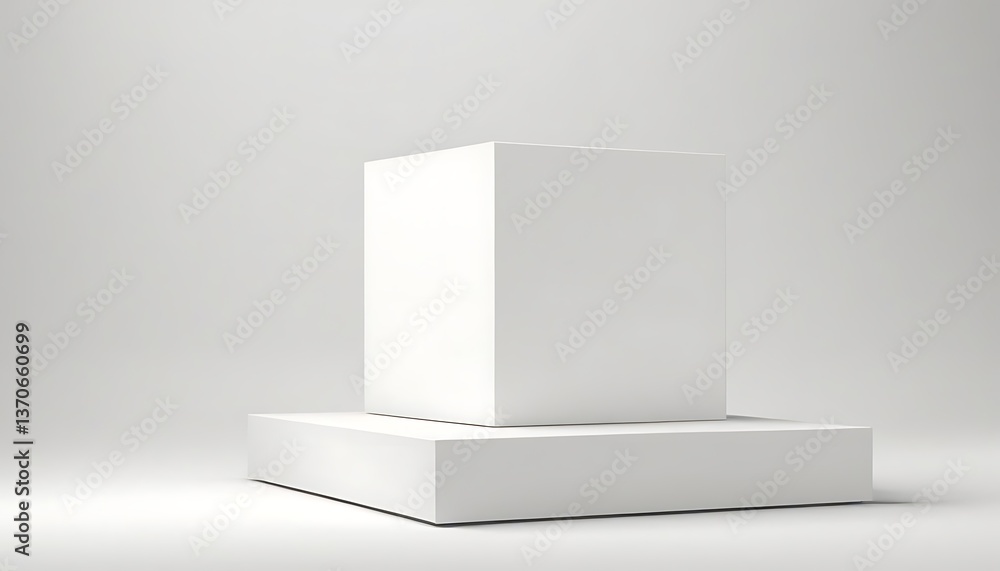 White product display and box pedestal on white background with cube shape. White pedestal or podium background. 3D rendering.advertisement, backgrounds, black and white, flooring,78 White product display and box pedestal on white background with cube shape. White pedestal or podium background. 3D rendering.advertisement, backgrounds, black and white, flooring,78