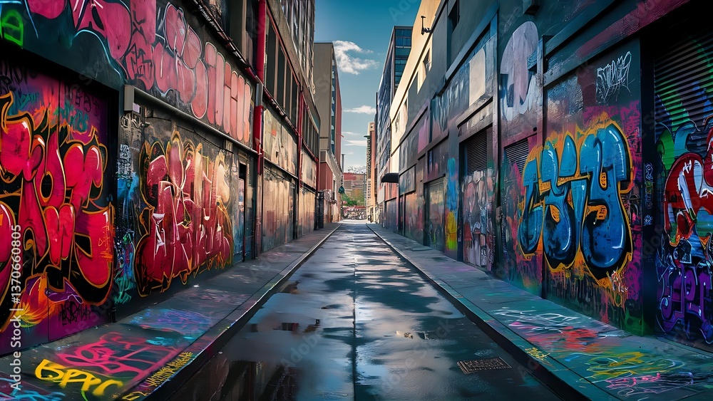 Fototapeta premium Graffiti Alley Toronto – Vibrant Street Art in the Heart of the City