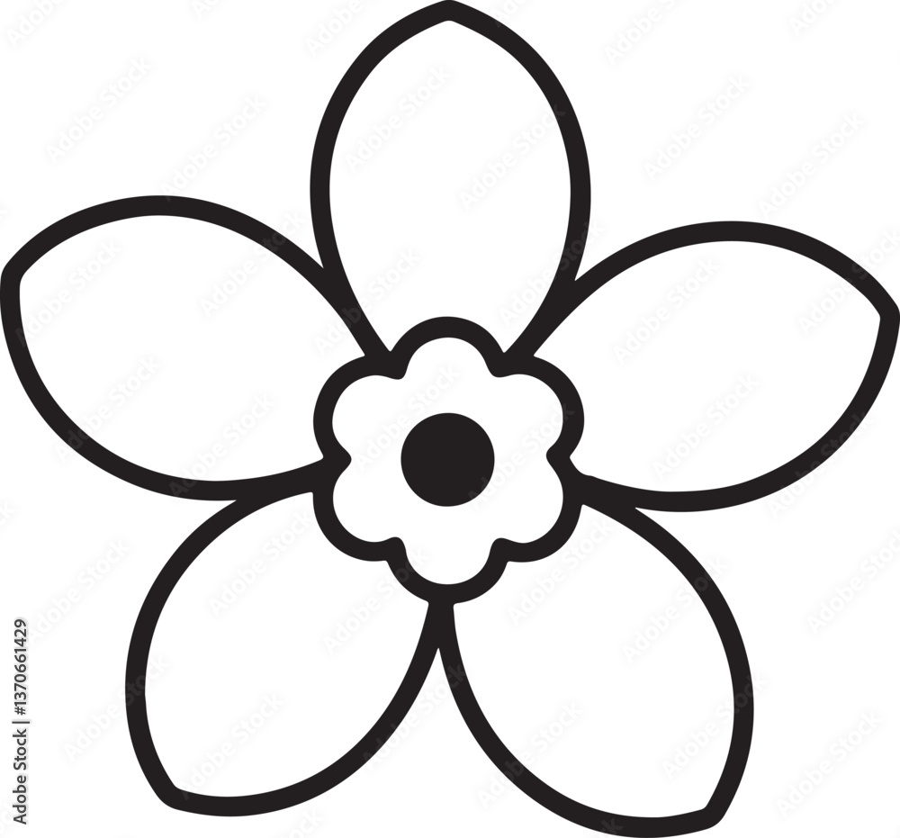Black and white floral vector illustration design, a simple flower icon Black and white floral vector illustration design, a simple flower icon