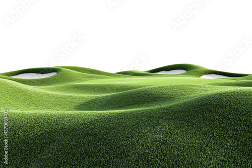 Rolling Green Landscape: A serene panorama of gently rolling green hills, textured with vibrant grass and subtle undulations, evoking a sense of calm and natural beauty.